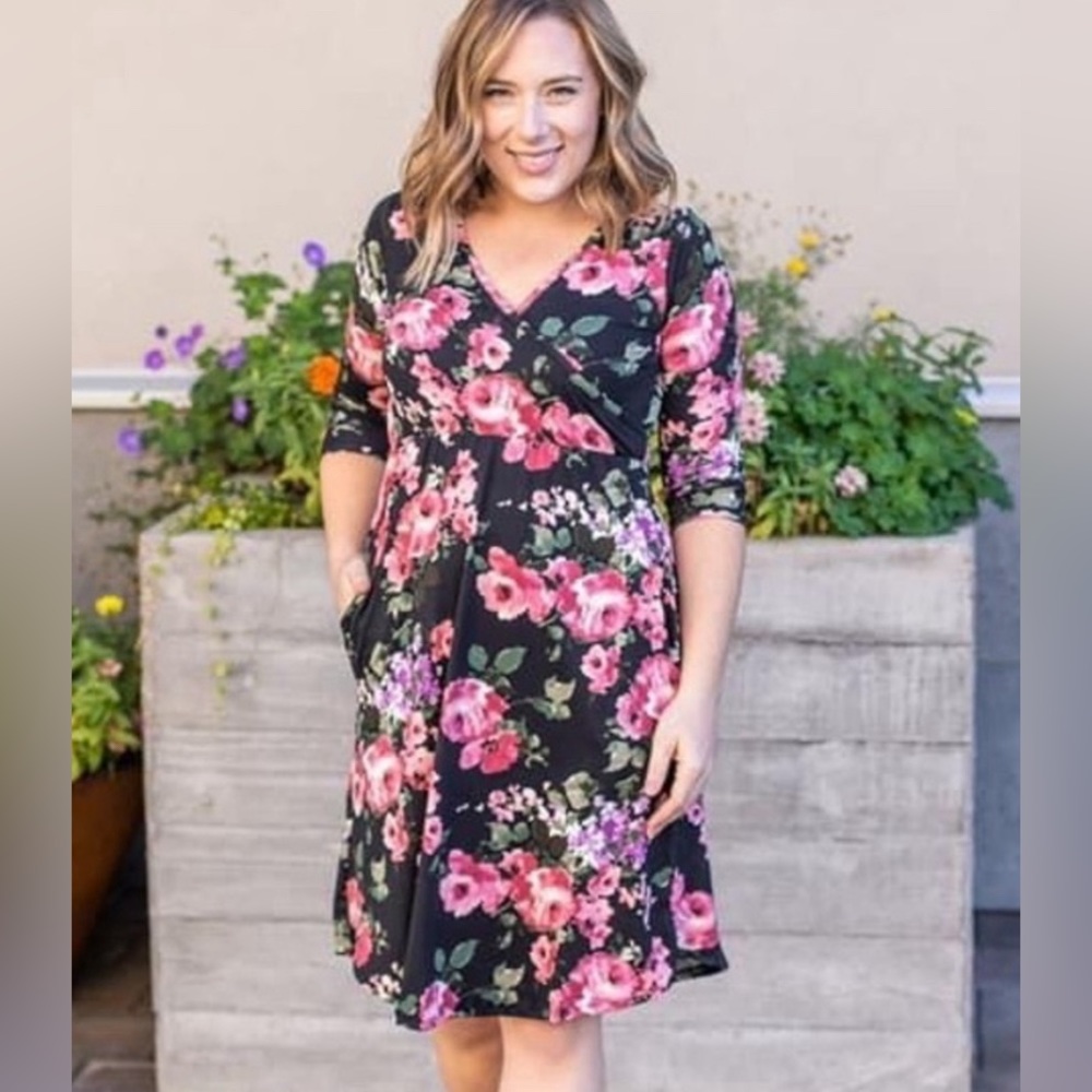 Faux wrap floral dress